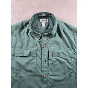 Duluth Trading Co Untucked Shirt Men 2XL Green Short Sleeve Vented Fishing *Read